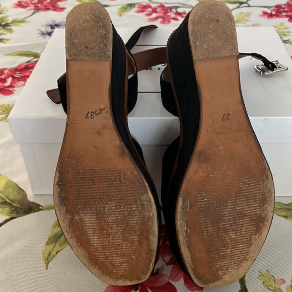 Black suede platform wedge sandals - Picture 7 of 7